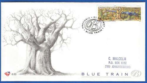 RSA-FDC-Cover-1997-SACC 6.53-Blue Train-Addressed-Thematic-Transport-Train