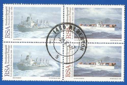 RSA-Used-1996-50th Anniversary of SA Merchant Marine-SACC 967-968-Thematic-Transport-Marine-Boat
