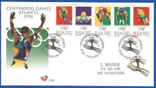 RSA-FDC-1996-SACC 6.38-Olympic Games Atlanta-Addressed-Thematic-Sport