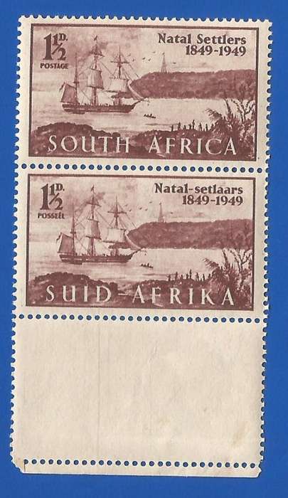 Union of South Africa-SACC126 Natal Settlers Variety, Curve to left of N -MNH-Thematic-Scenery-Ship