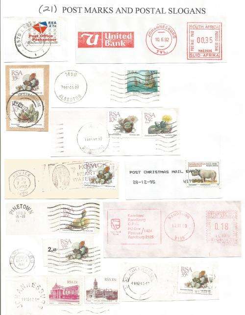 RSA-Bulklot-Used-Postmarks-Slogans-Cancel-Thematic-Fauna-Flora-Building