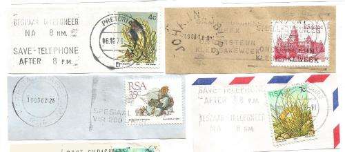 RSA-Bulklot-Used-Postmarks-Slogans-Cancel-Thematic-Fauna-Flora-Building