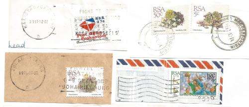 RSA-Bulklot-Used-Postmarks-Slogans-Cancel-Thematic-Flora-Fauna-Symbol