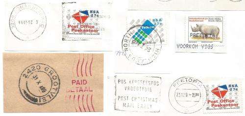 RSA-Bulklot-Used-Postmarks-Slogans-Cancel-Thematic-Flora-Fauna-Symbol