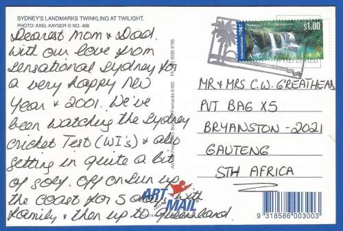 PostCard-Post Card-Australia Stamp Used-Sydney-Thematic-Places of Interest