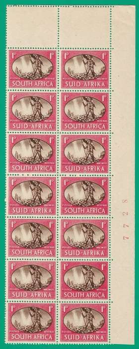 Union of South Africa SACC107 Victory Variety Va, Vc, Sheet Number - MNH- Thematic- Symbol- Scenery