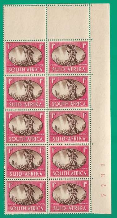 Union of South Africa SACC107 Victory Variety Va, Vc, Sheet Number - MNH- Thematic- Symbol- Scenery
