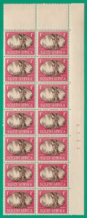 Union of South Africa SACC107 Victory Variety Va, Vc, Sheet Number - MNH- Thematic- Symbol- Scenery