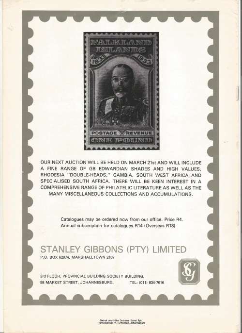 SA Philatelist Magazine-Jan-1985-Vol 61 No1- Pg1-28(Magazine was Folded in Half)