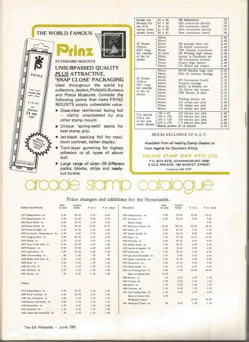 SA Philatelist Magazine-June-1981-Vol 57 No6-Pg169-204(Magazine was Folded in Half)