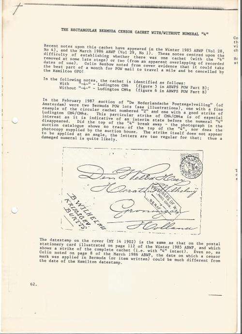 Reference Material-Philately-Boer war-Bermuda Censor Cachet-2xPages-ENG-History-Photocopies