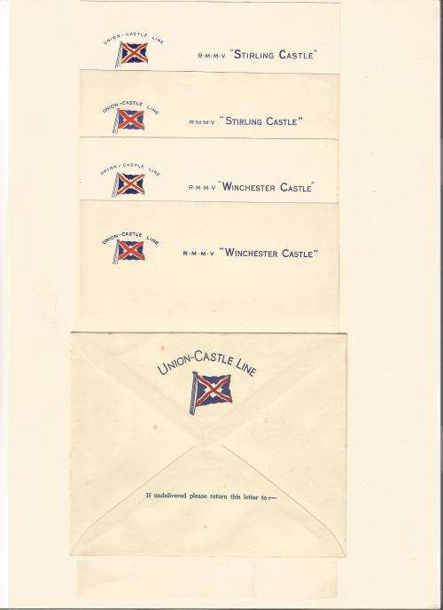Vintage-Union Castle Line, Carnarvon, Arundel, Winchester, Stirling Castle-Items glued on to a Page