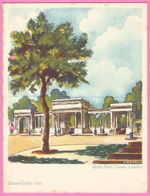 Vintage-Menu-Wednesday 2nd March-1960-Union Castle Line-M.V. Warwick Castle-Toning Noted