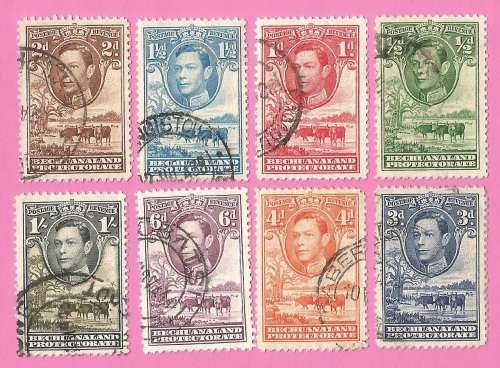 Bechuanaland Protectorate-Used-1938-SACC113-120-Postage-Revenue Issue KGVI-Thematic-Famous Person