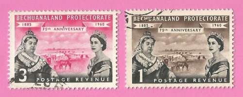 Bechuanaland Protectorate-Used-1960-SACC150-151-75th Anniversary-Thematic-Famous People