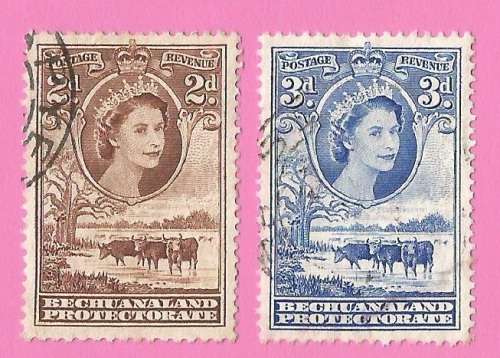 Bechuanaland Protectorate-Used-1958-SACC140/141-Definitive Issue-Thematic-Famous Person
