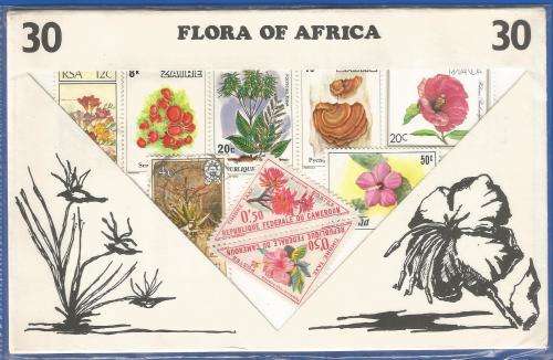 30 x Pre-Packed Theme Stamps-Flora of Africa-Used-Sold as Is