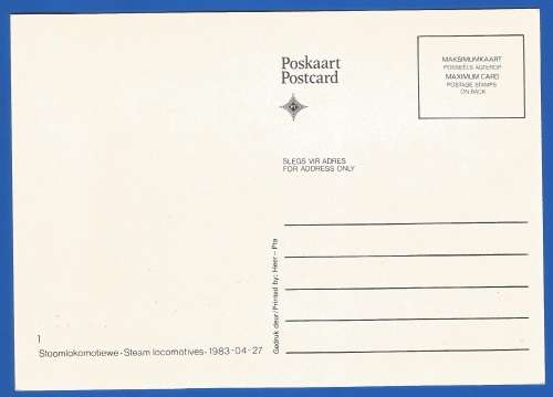 1985-Unused-Pre-Stamped Post Card-Republic of South Africa-Maximum card