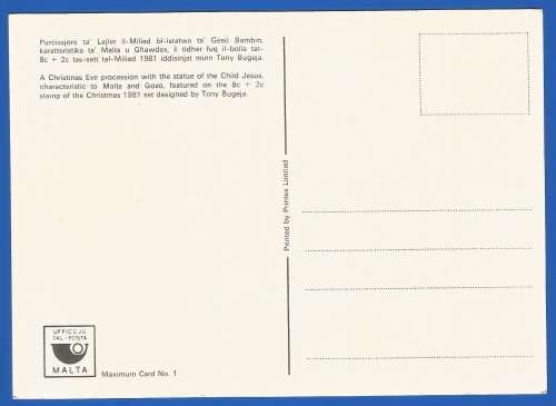 1981 Malta maxi Card number 1
