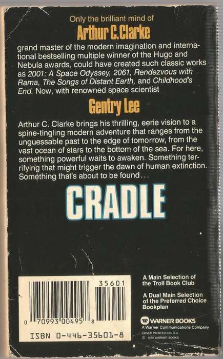Book-Cradle-Arthur C Clarke-1988-408-page Book-Fair Condition-Soft-Cover