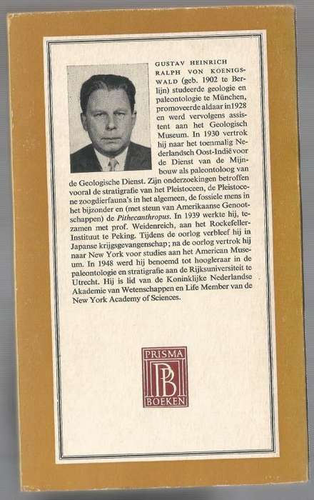 Book-SpeurTocht in de prehistorie-Prof. DR. Ghr won KOENIGSWALD-1962-192-page Book-German