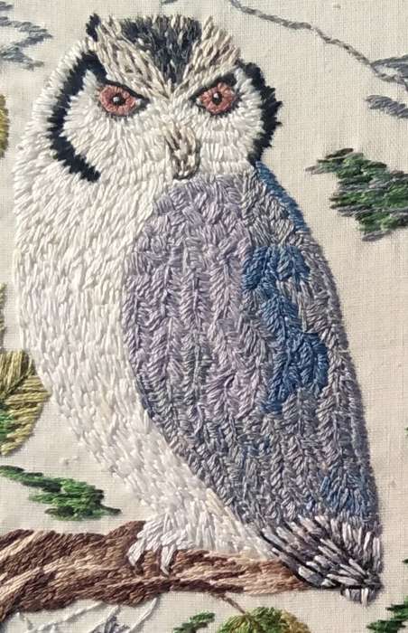Framed Handmade Embroidery-Owl-Wall Decor