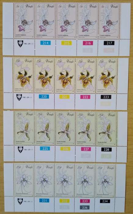 1981-Venda-MNH-Orchids-Control Blocks-SACC 46-49