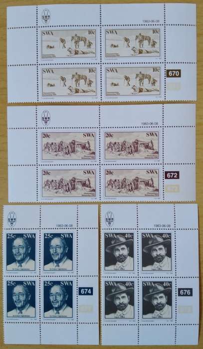 1983-SWA-MNH-75th Anniversary of Discovery of Diamonds-Control Blocks-SACC 420-423.