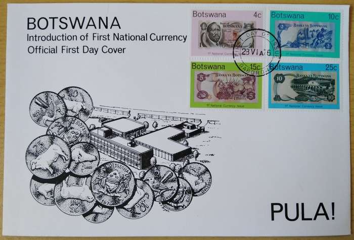 1976-Botswana-Introduction of First National Currency-FDC-Cover.