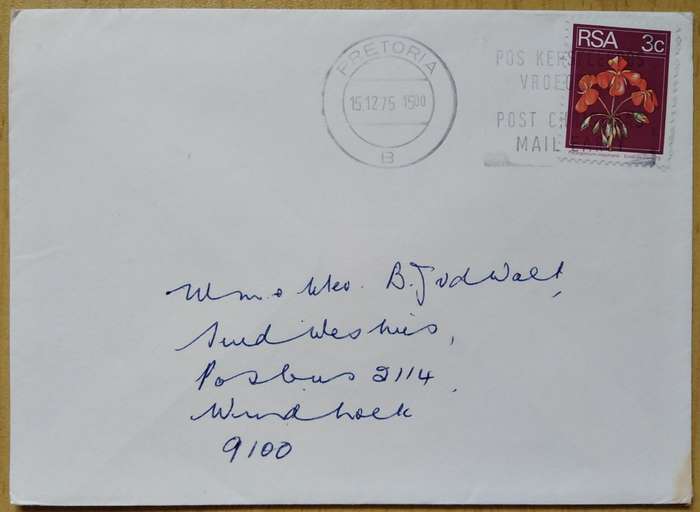 RSA-Domestic Mail-Cancel Pretoria 1975.