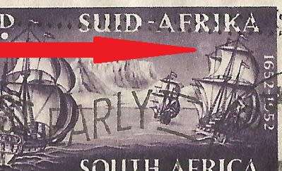 1952 Union of South Africa-SACC137a/138a-Varieties-Full Moon and Line Through Sails-Used.