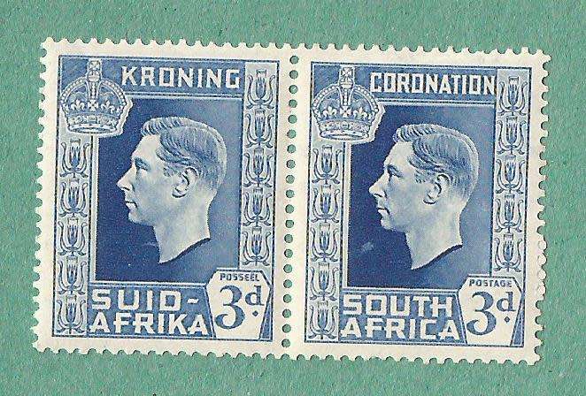 1937-MM-Union of South Africa-Coronation of King George VI. Variety, white spots on neck + in front