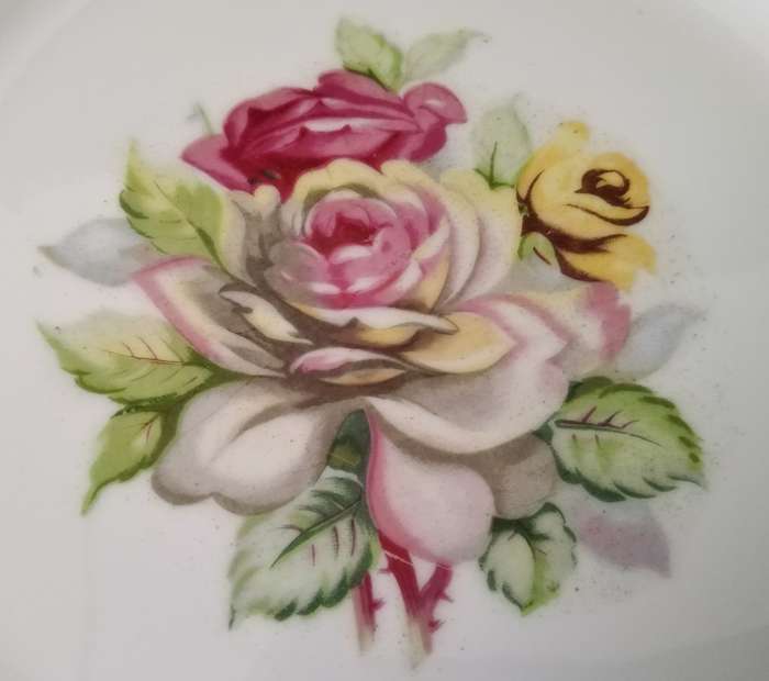 Display plate with roses, No Name. 27cm in Diameter