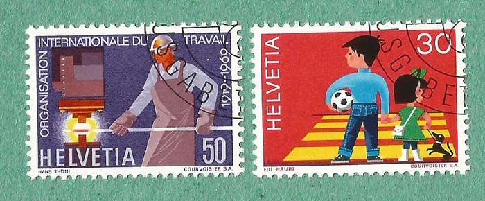 Switzerland Stamp Used 1969 ILO and Child Traffic Safety
