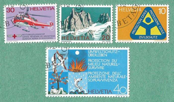 Switzerland Stamp Used 1972 Civil Defense - Swiss Alps - Rescue - Environmental Protection