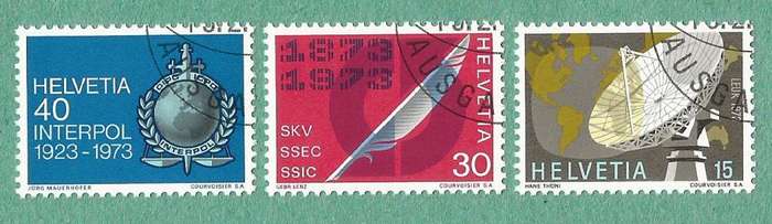 Switzerland Stamp Used 1973 Satellite Ground Station - The 50th Anniversary of the Interpol