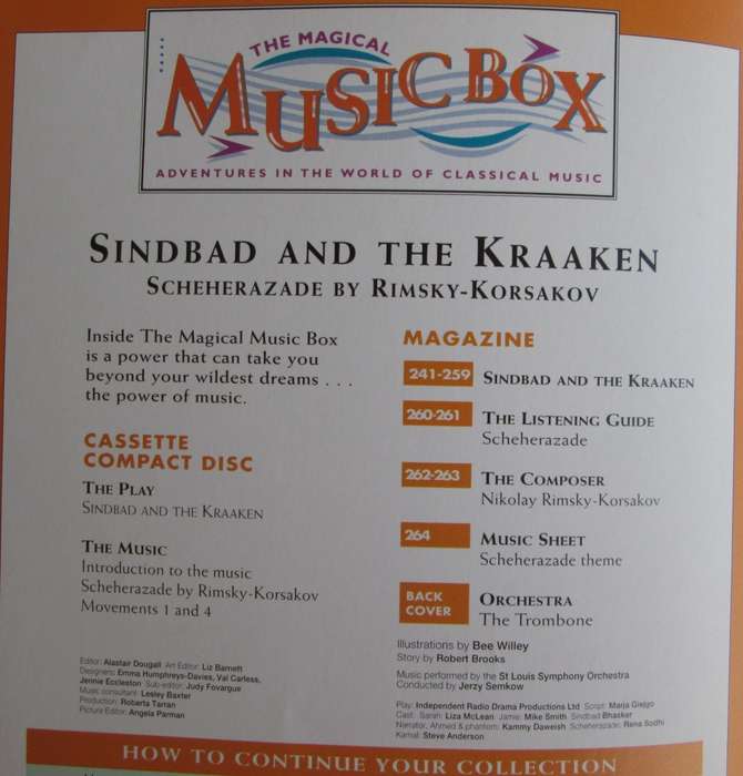 1995-Collectible-The Magical Music Box-No11-Magazine + CD. Sindbad and The Kraaken. Sold As Is.