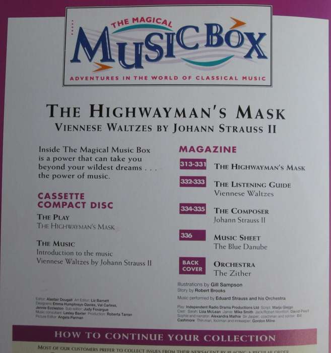 1995-Collectible-The Magical Music Box-No14-Magazine + CD. The Highwayman`s Mask. Sold As Is.