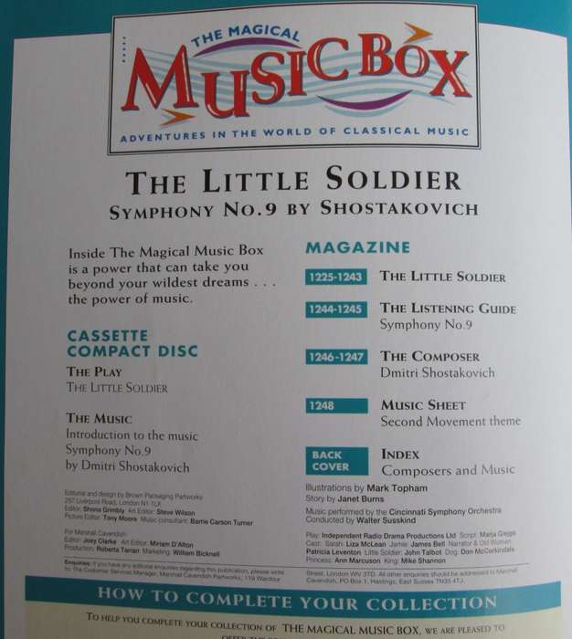 1996-Collectible-The Magical Music Box-No52-Magazine + CD. The Little Soldier. Sold As Is.