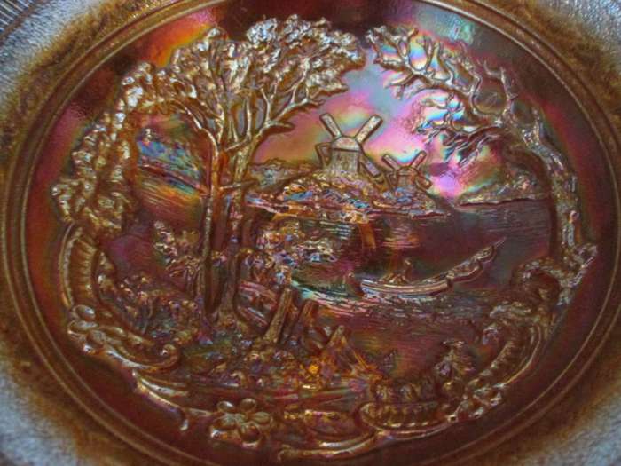 Home Decor-Carnival Glass-Bowl-Double Dutch Imperial -Good Condition