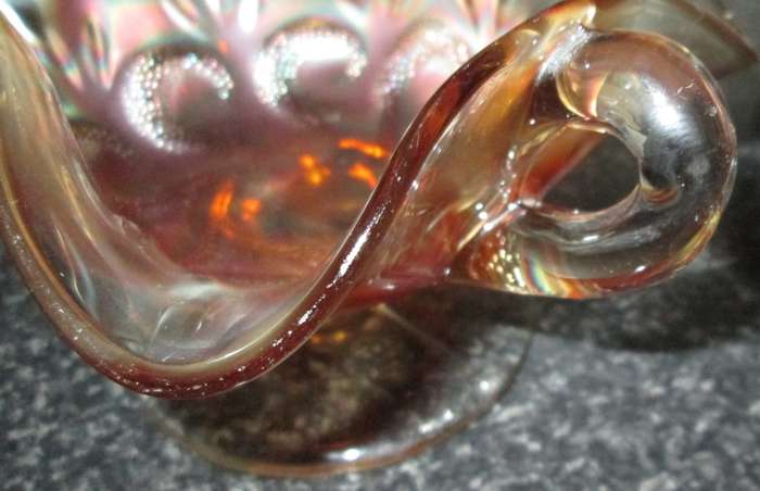 Home Decor-Carnival Glass-Bon Bon Dish-Questions Marks by Dugan 1910  -Good Condition