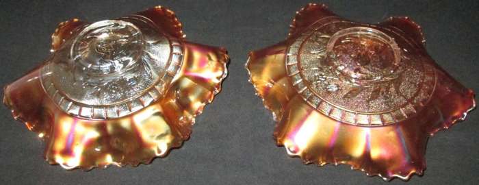 Home Decor-Carnival Glass-Bowls-Pair-Windflower Dugan Glass -Good Condition