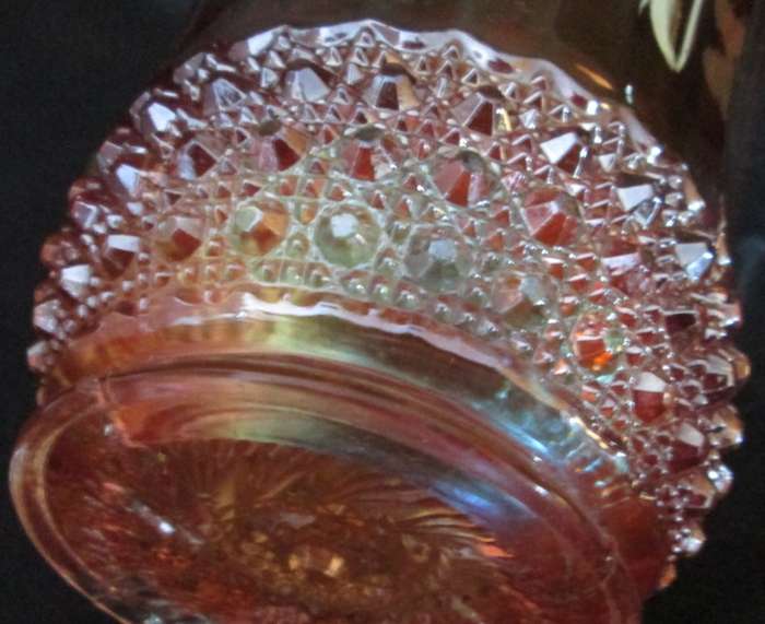 Home Decor-Carnival Glass-Milk Pitcher-Flute + Cane Imperial-Good Condition