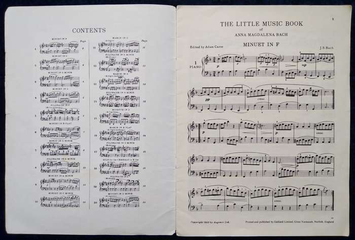Book-The little Music Book of Anna Magdalena Bach/Augener Edition/No 7984.