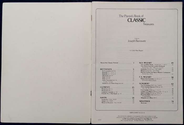 Book-The Pianist`s Book of Classic Treasures/Edited by Joseph Banowetz