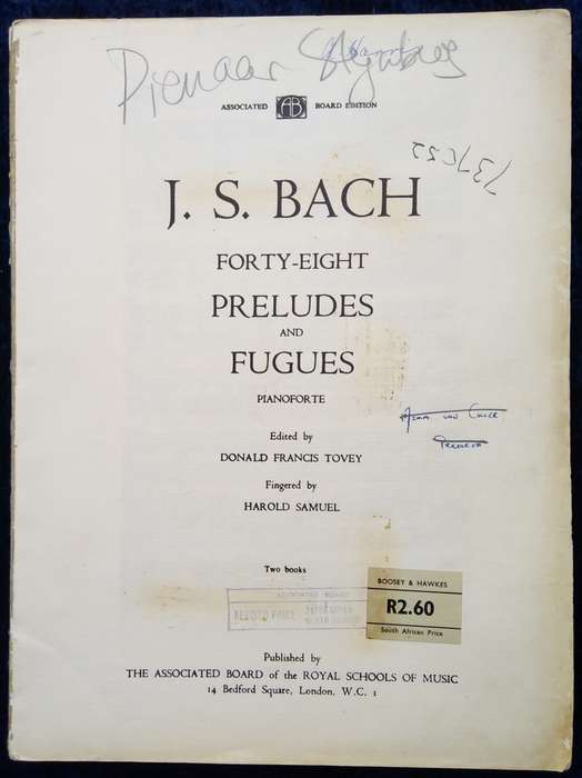 Book-J.S. Bach Forty -Eight Preludes and Fugues Pianoforte/Edited by Donald Francis Tovey.