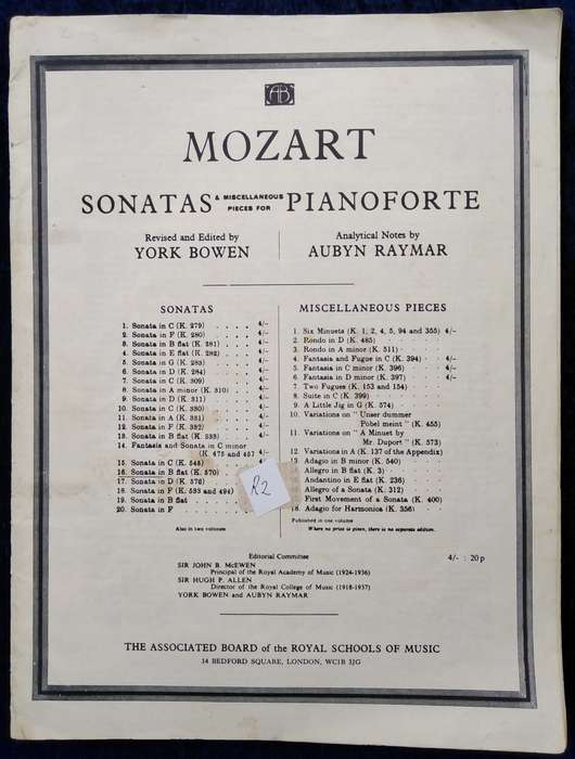 Book-Mozart Sonatas and Miscellaneous Pieces for Pianoforte/Revised and Edited by York Bowen.