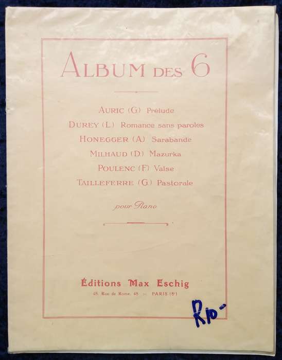 Book-Album Des 6/Editions Max Eschig
