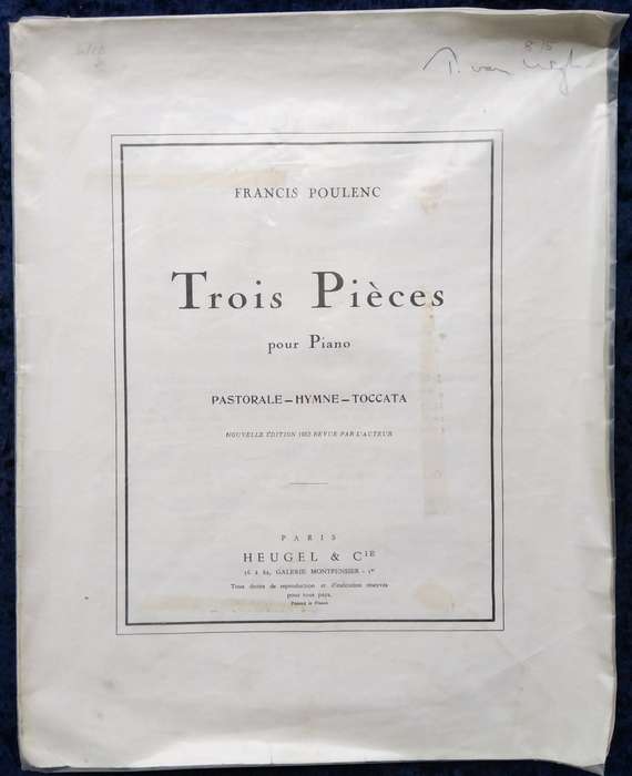 Book-Francis Poulenc/Trois Pieces/Pour Piano/Pastorale Hymne Toccata.
