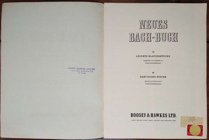 Book-Neues Bach Buch Piano Solo Boosey & Hawkes